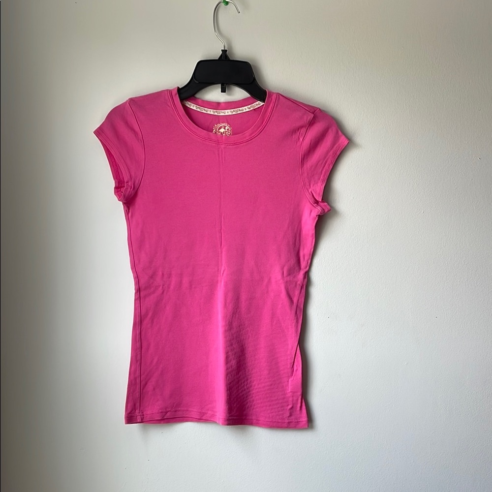 Red Camel Pink Fitted Cap Sleeve T-Shirt